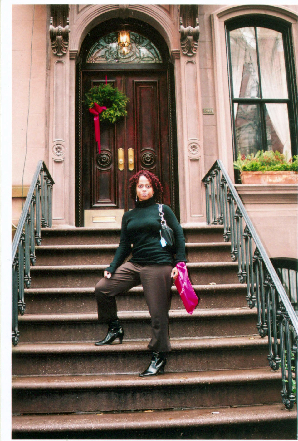 Me on Carrie's stoop (I know. I'm such a tourist...)