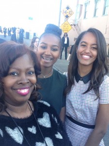 My friend LaTosha Brown and the Obama girls...
